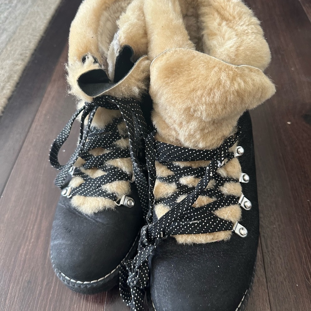 Cozy Black and Tan Fur-Lined Boots from J.Crew, Never Worn